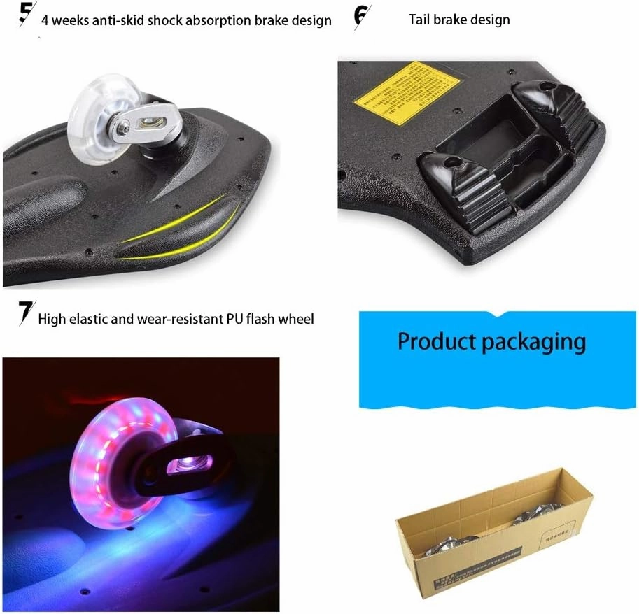 2 Wheel Twisty Caster Board,Complete Skateboards- Standard Skateboards with Colorful Flashing Wheels for Beginners Starter Kids Boys Girls Teenager-32.2x8.6inch, Longboard Skateboards