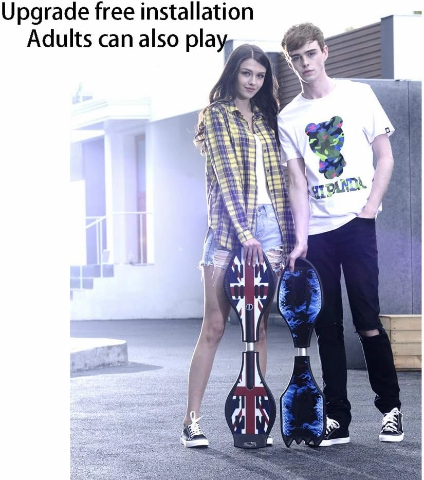 2 Wheel Twisty Caster Board,Complete Skateboards- Standard Skateboards with Colorful Flashing Wheels for Beginners Starter Kids Boys Girls Teenager-32.2x8.6inch, Longboard Skateboards