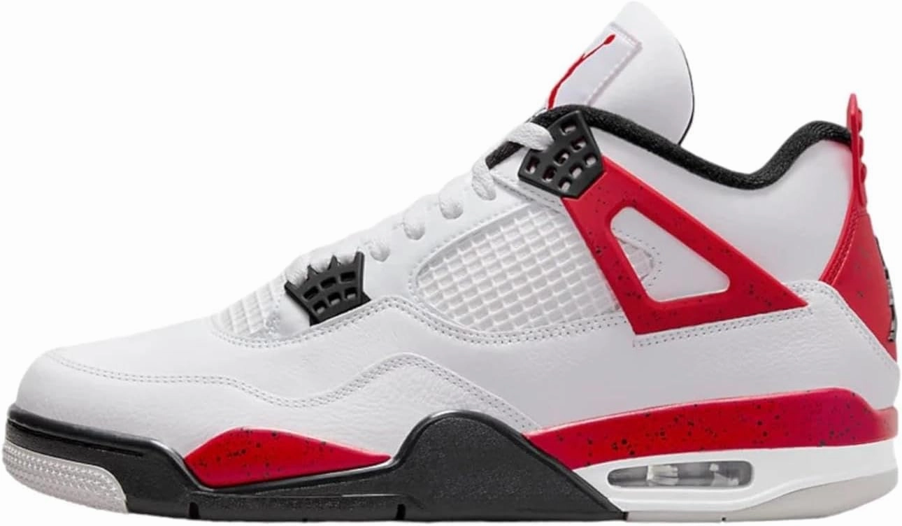 4 Retro Sneakers, White/Red/Black (Size 9 men/10.5 Women)