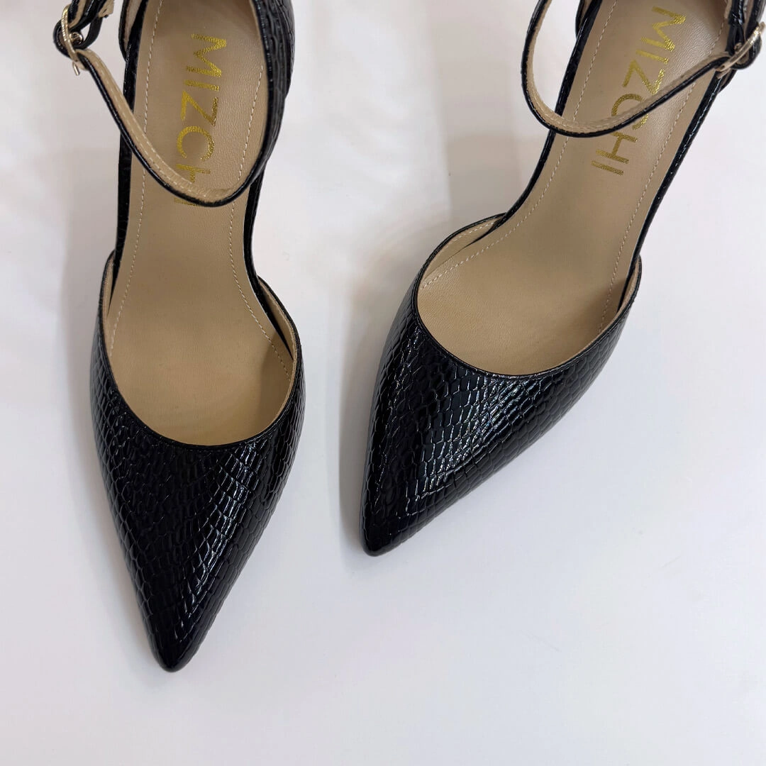*BIANCA LIZARD - classic ankle strap pumps