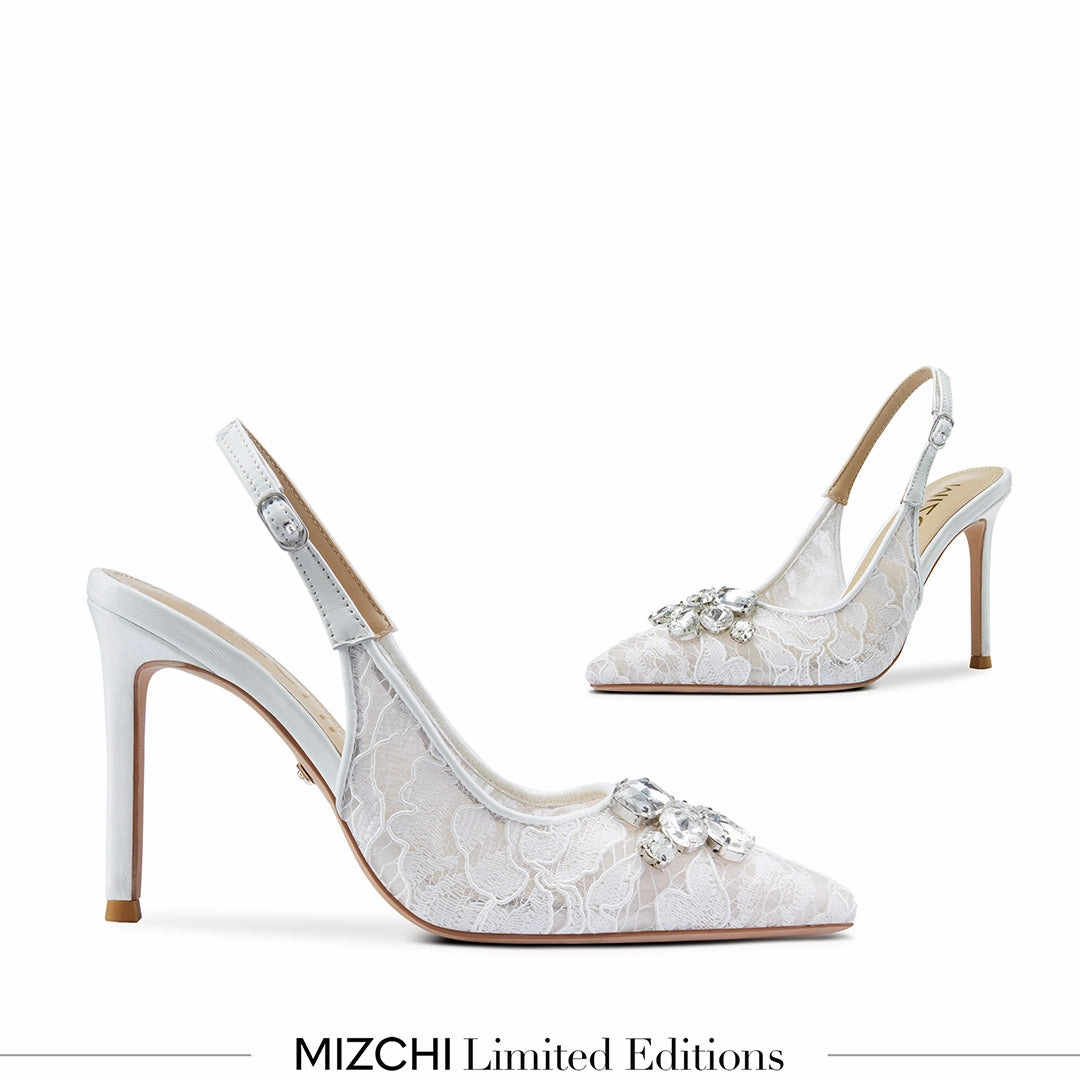 *DIAMOND- ivory lace slingback