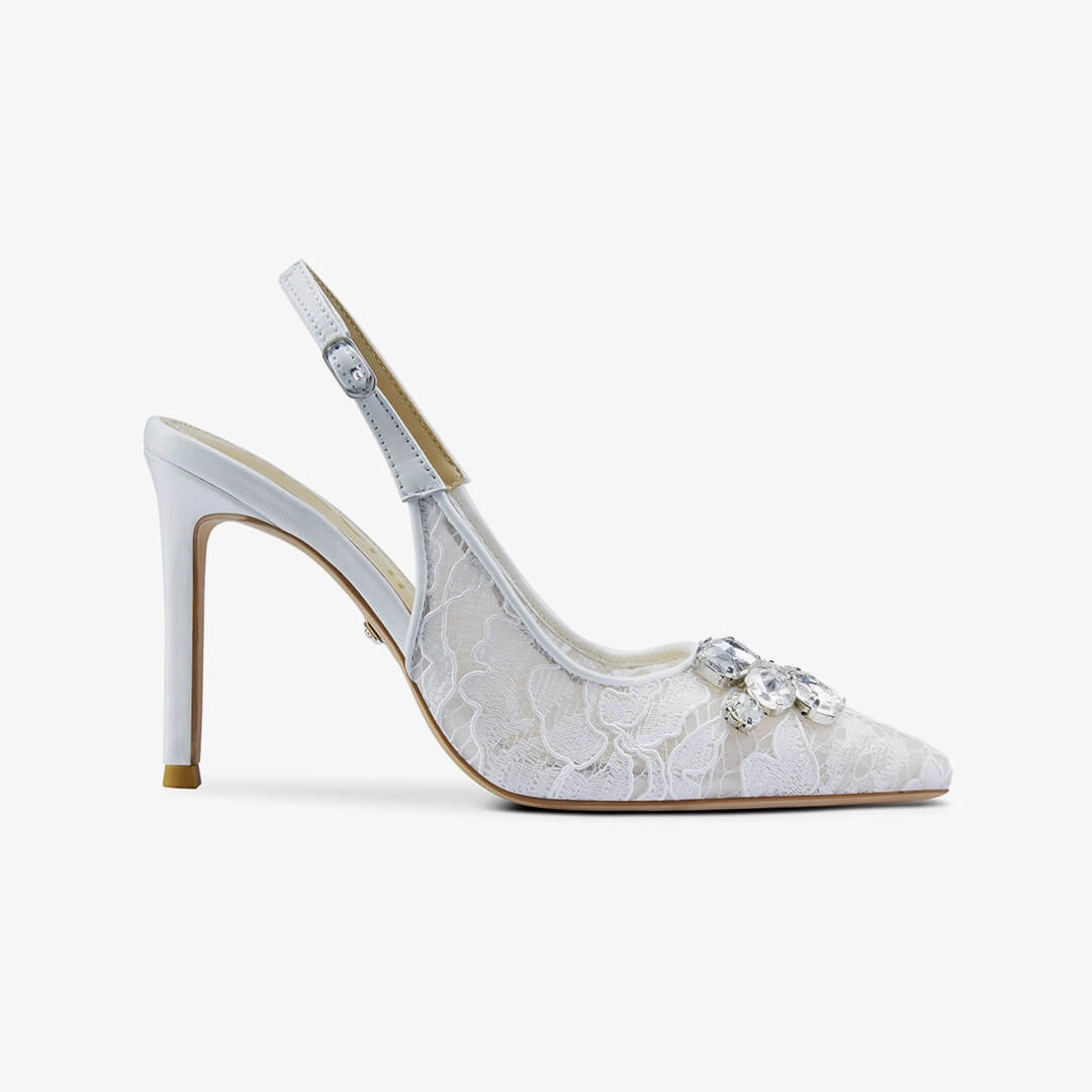 *DIAMOND- ivory lace slingback