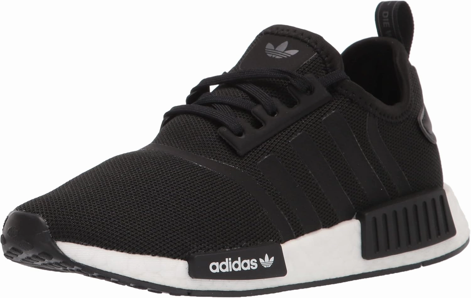 adidas Originals unisex child Nmd_r1 Skate Shoe, Black/Black/White, 5.5 Toddler US
