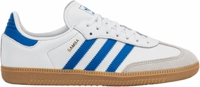adidas Samba OG Grade School Lifestyle Shoes (Cloud White/Blue/Gum)