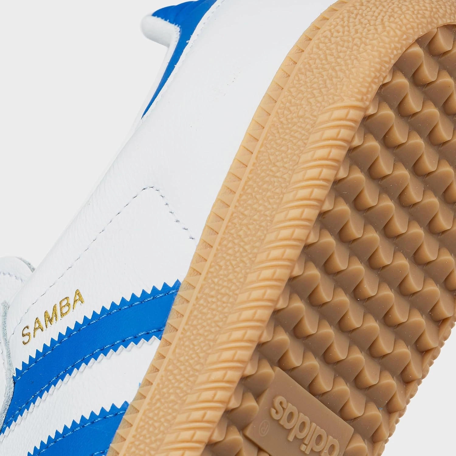 adidas Samba OG Grade School Lifestyle Shoes (Cloud White/Blue/Gum)