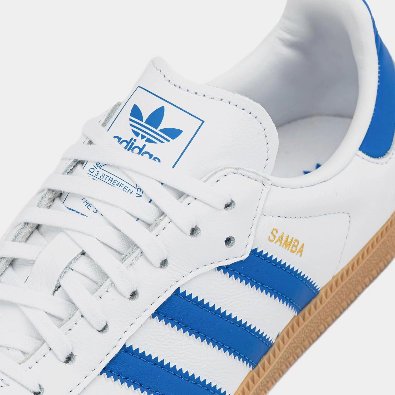 adidas Samba OG Grade School Lifestyle Shoes (Cloud White/Blue/Gum)
