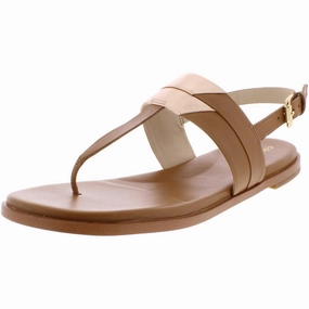 Ainslee Womens Leather Metallic T-Strap Sandals
