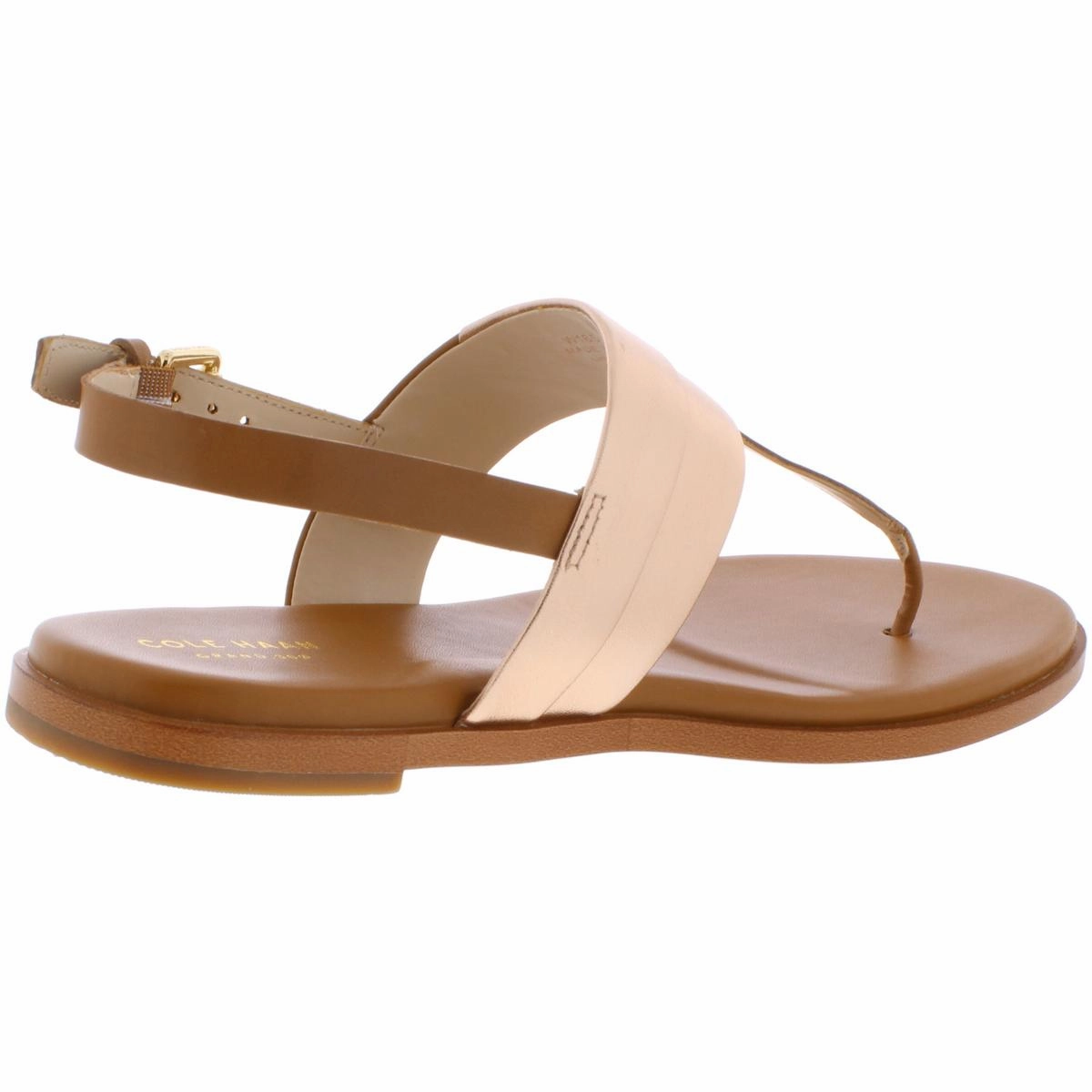 Ainslee Womens Leather Metallic T-Strap Sandals