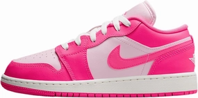 Air Jordan 1 Low Big Kids' Shoes (553560-661, Pink Foam/Summit White/Hyper Pink)