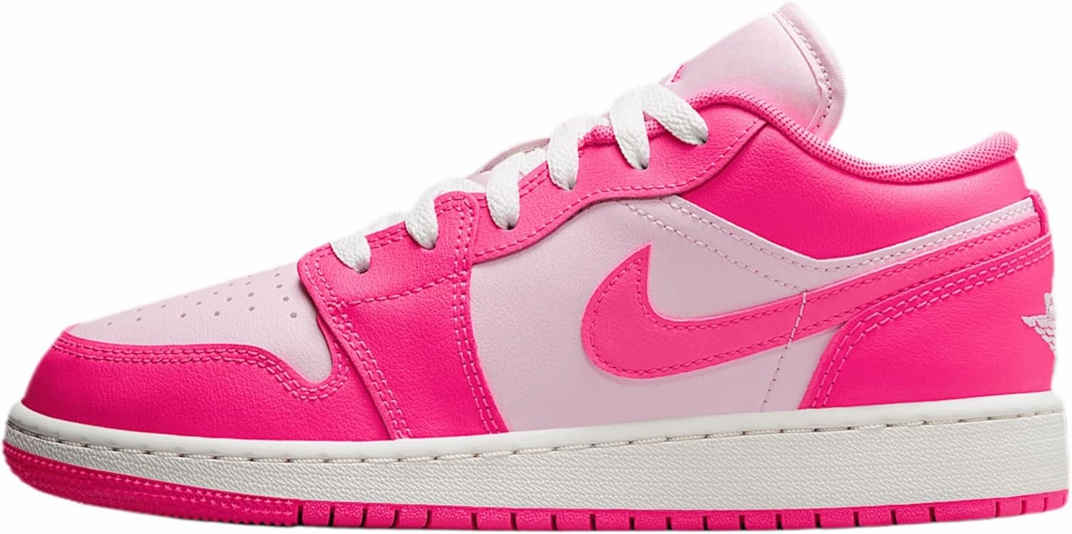 Air Jordan 1 Low Big Kids' Shoes (553560-661, Pink Foam/Summit White/Hyper Pink)
