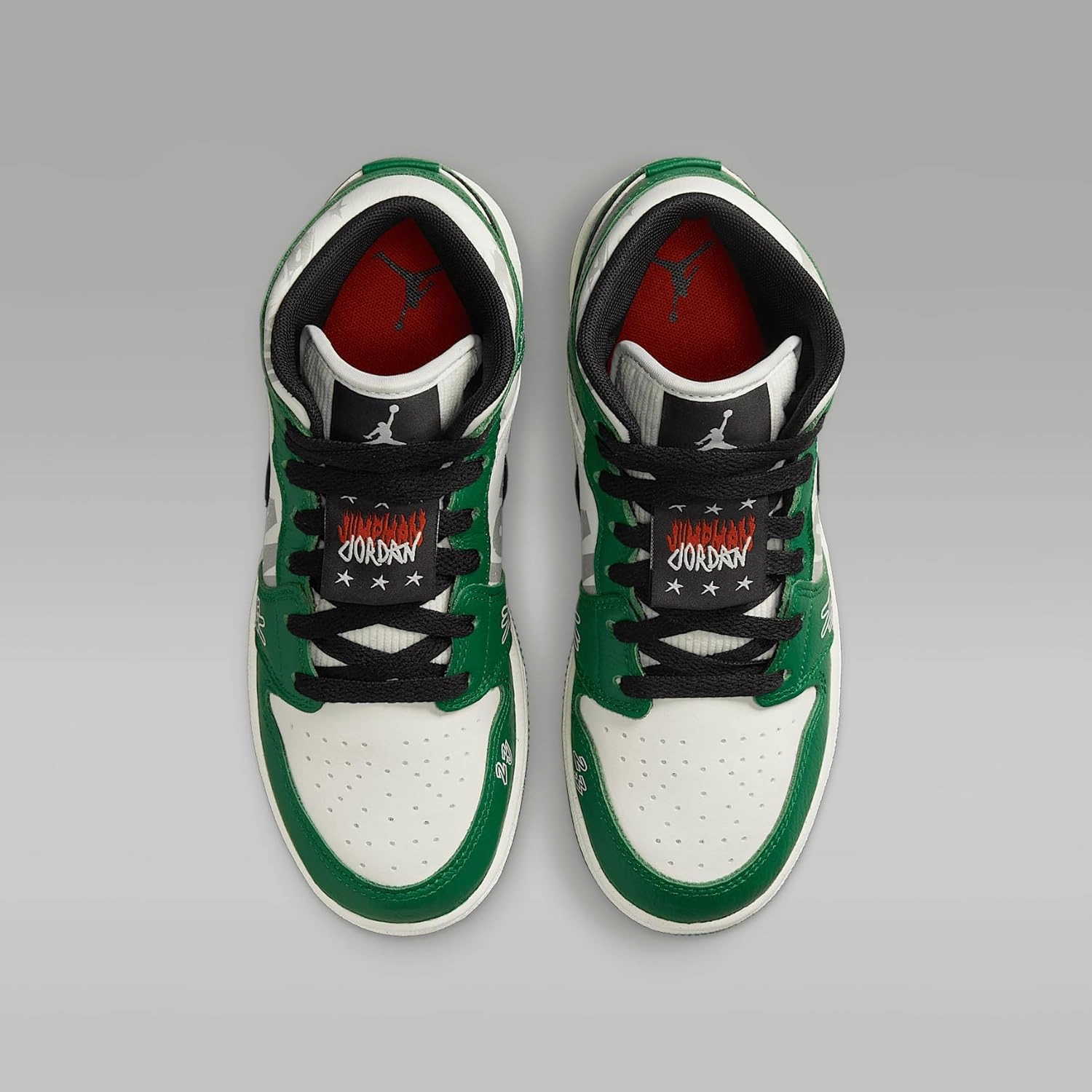 Air Jordan 1 Mid SE Big Kids' Shoes (HF3200-300, Pine Green/Black/Team Orange/Sail)