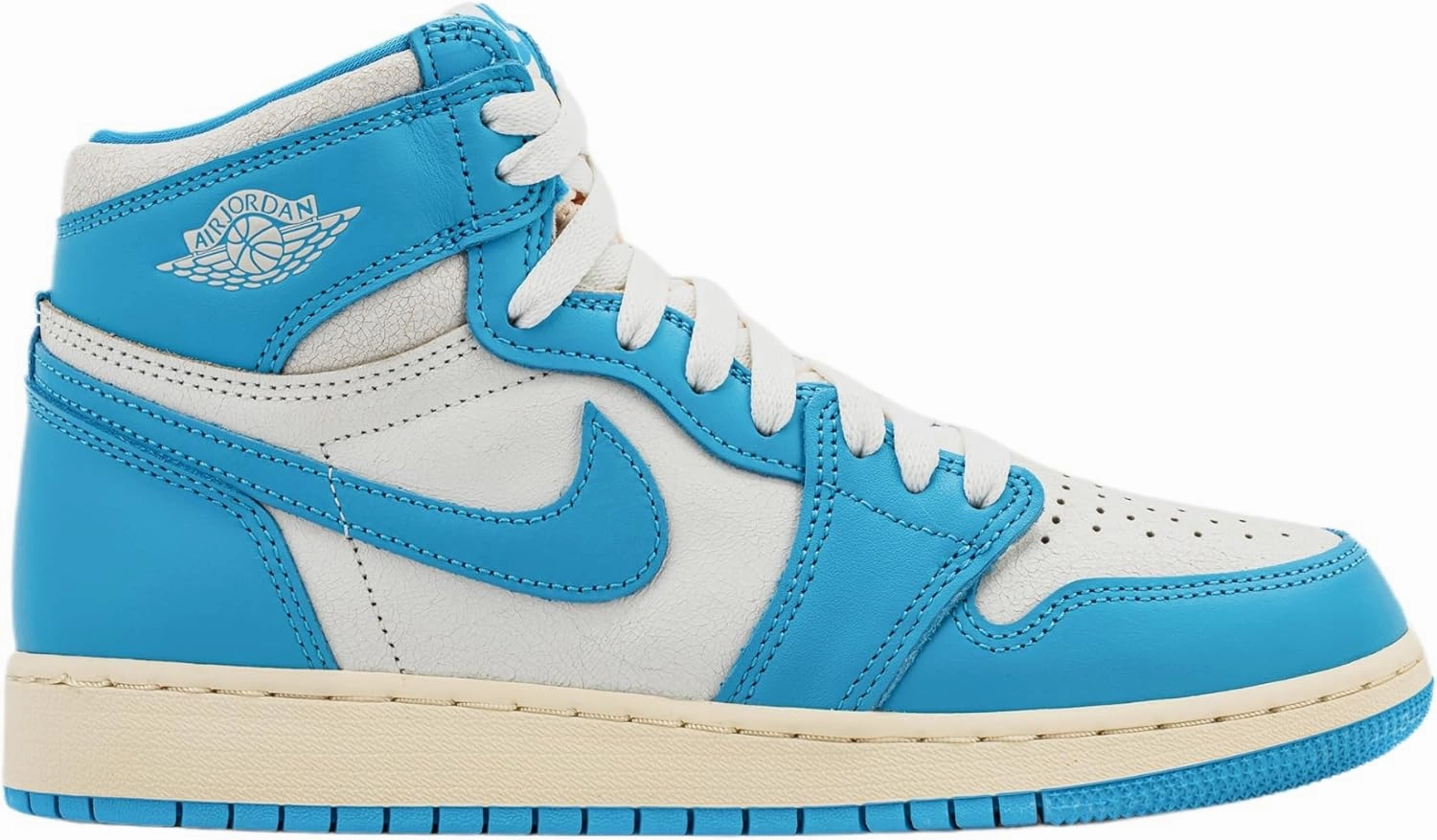 Air Jordan 1 Retro High OG UNC Reimagined Grade School Lifestyle Shoes (Dark Powder Blue/Dark Blue/Sail)