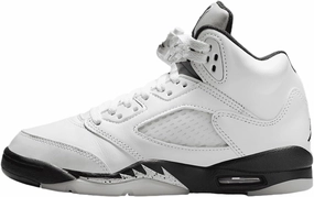 Air Jordan 5 Retro Big Kids' Shoes (440888-110, White/Sail/Metallic Silver/Black)