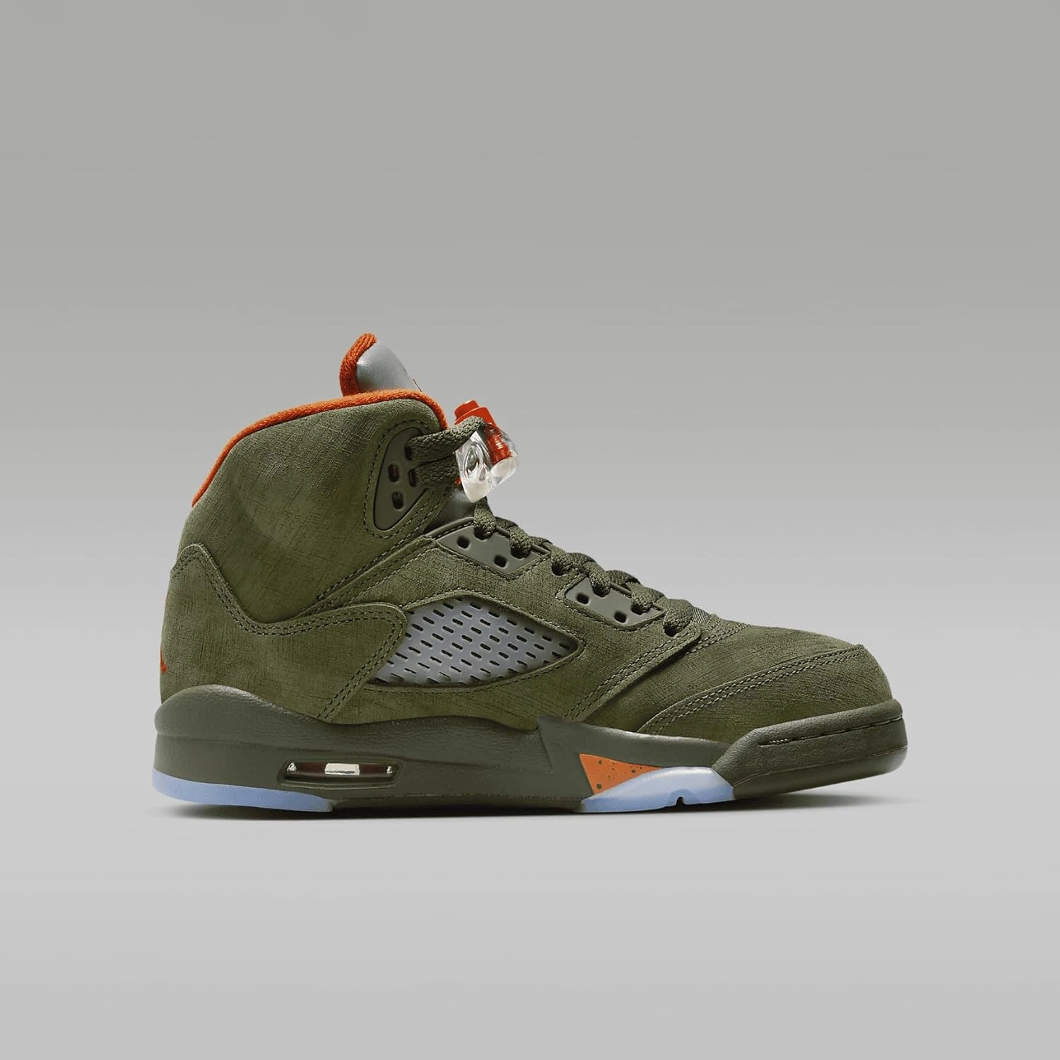 Air Jordan 5 Retro Big Kids' Shoes (Army Olive/Solar Orange)