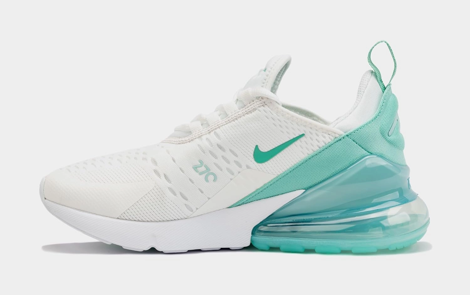 Air Max 270 Grade School Lifestyle Shoes (Summit White/Jade Ice) (943345-115, Green/White)