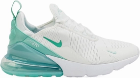 Air Max 270 Grade School Lifestyle Shoes (Summit White/Jade Ice) (943345-115, Green/White)