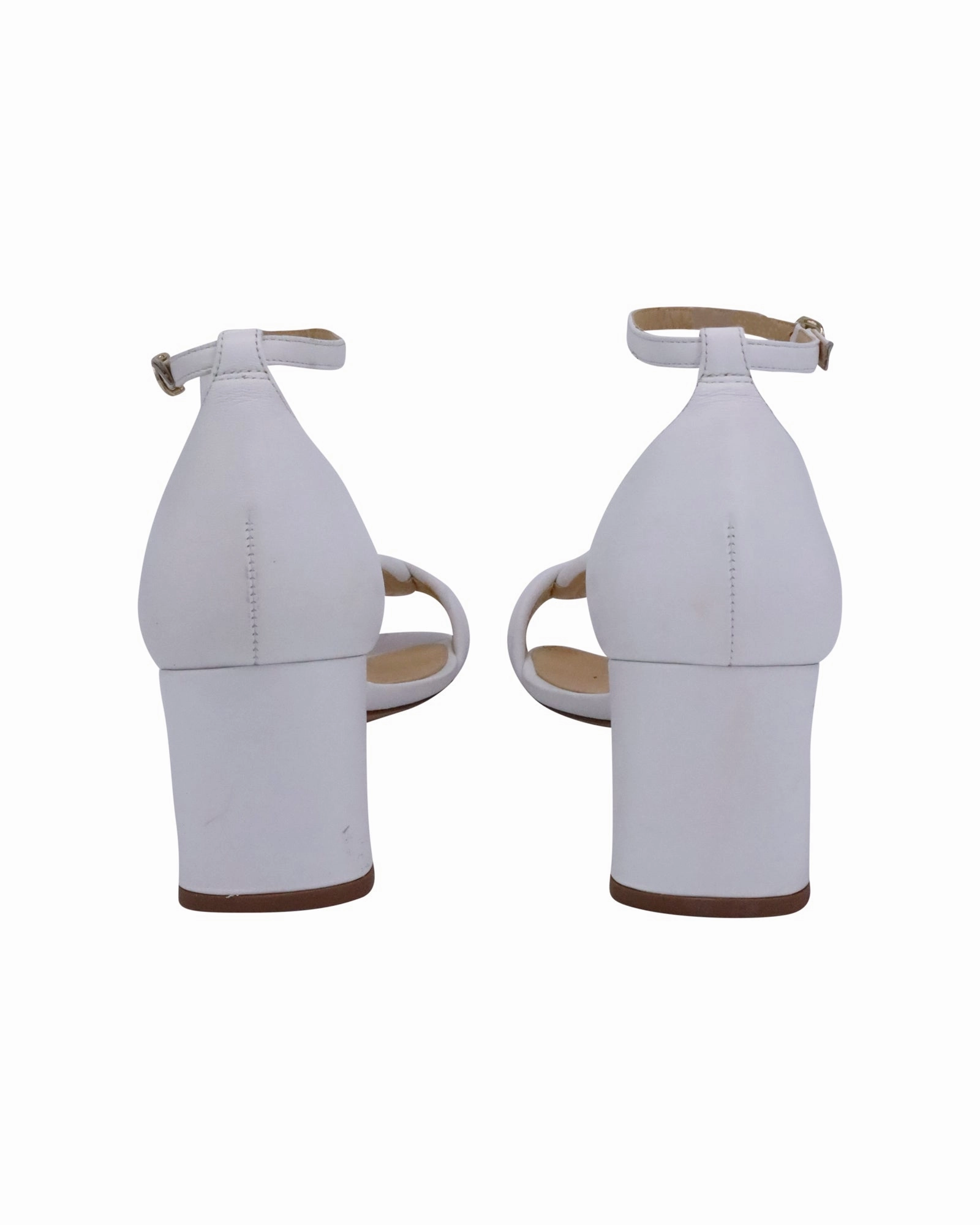 Alexandre Birman Vicky Block Heel Sandals in White Leather