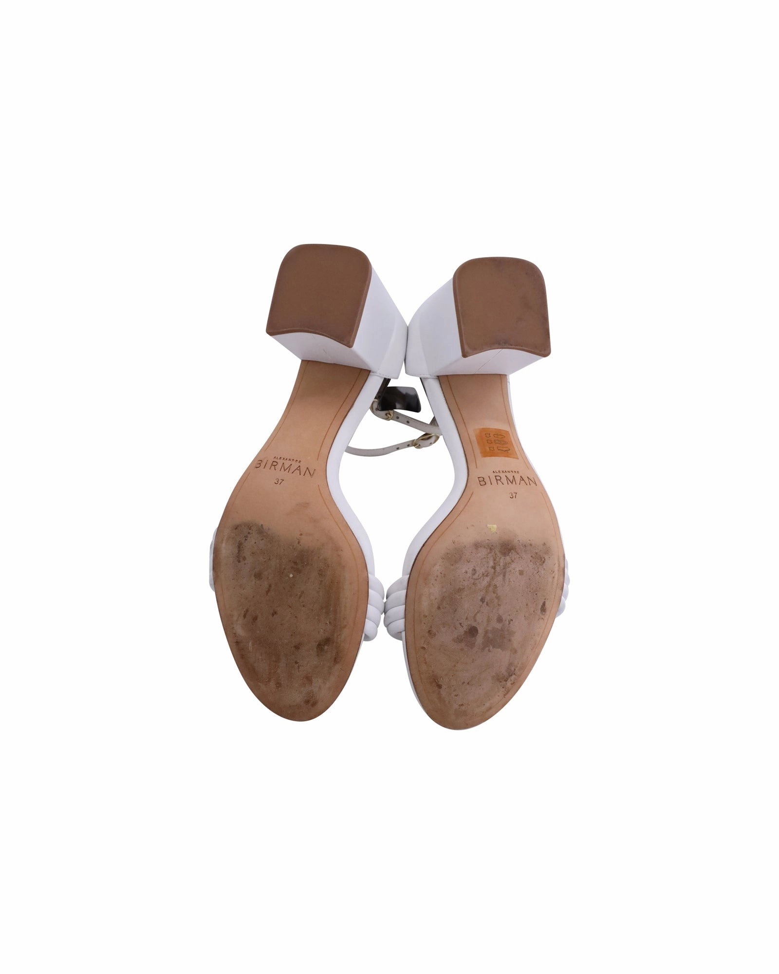 Alexandre Birman Vicky Block Heel Sandals in White Leather