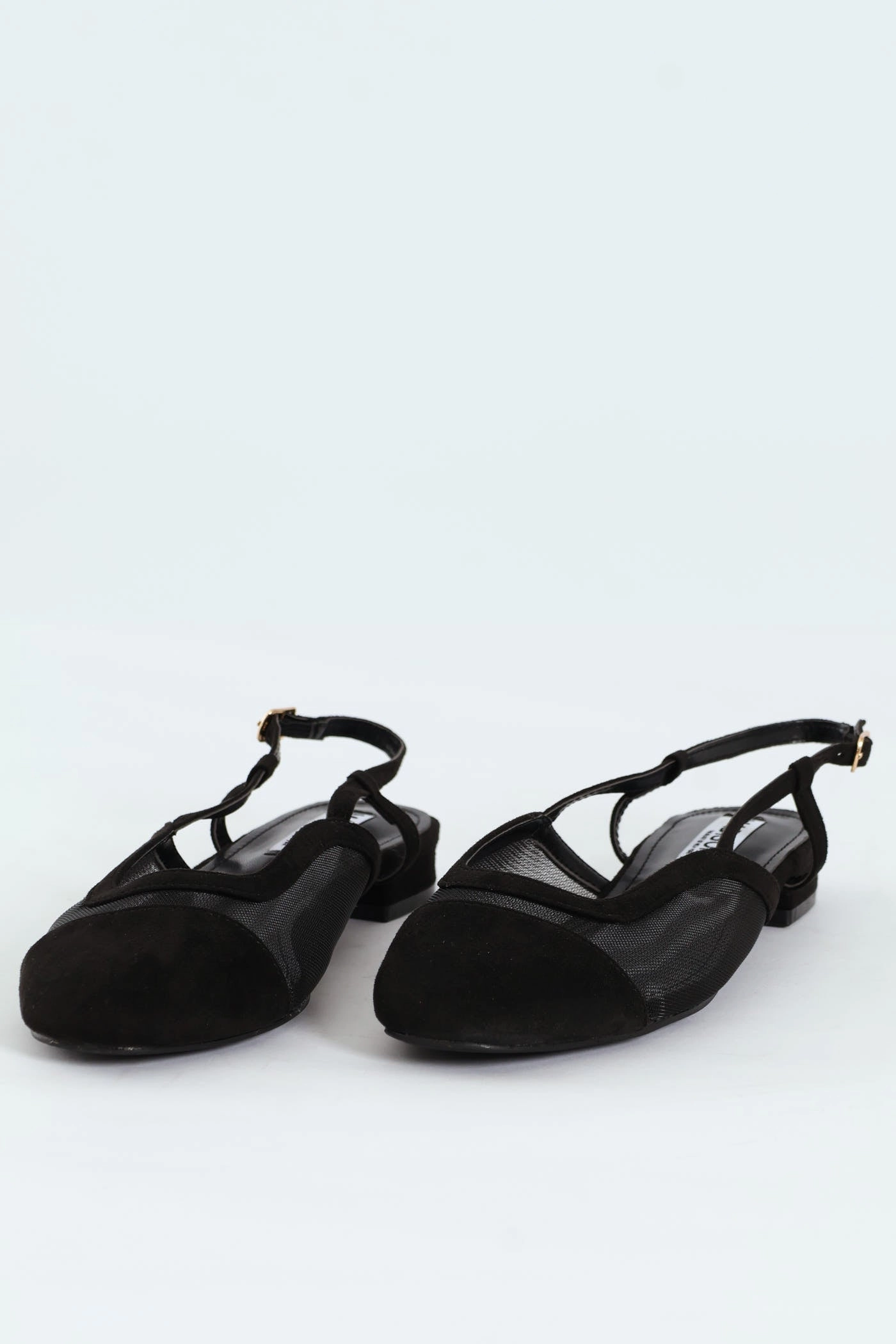Almond Toe Mesh Sling Back - Black