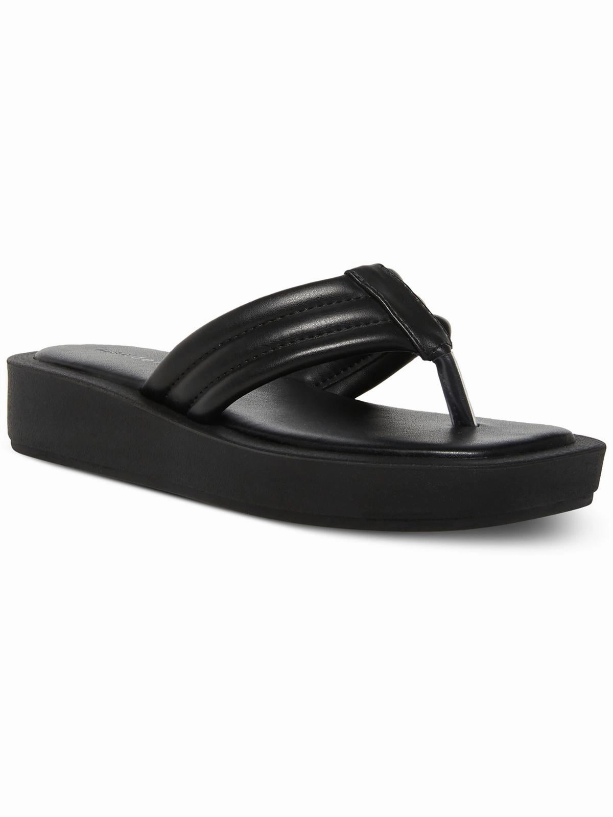Amarri Womens Faux Leather Toe-Post Flatform Sandals