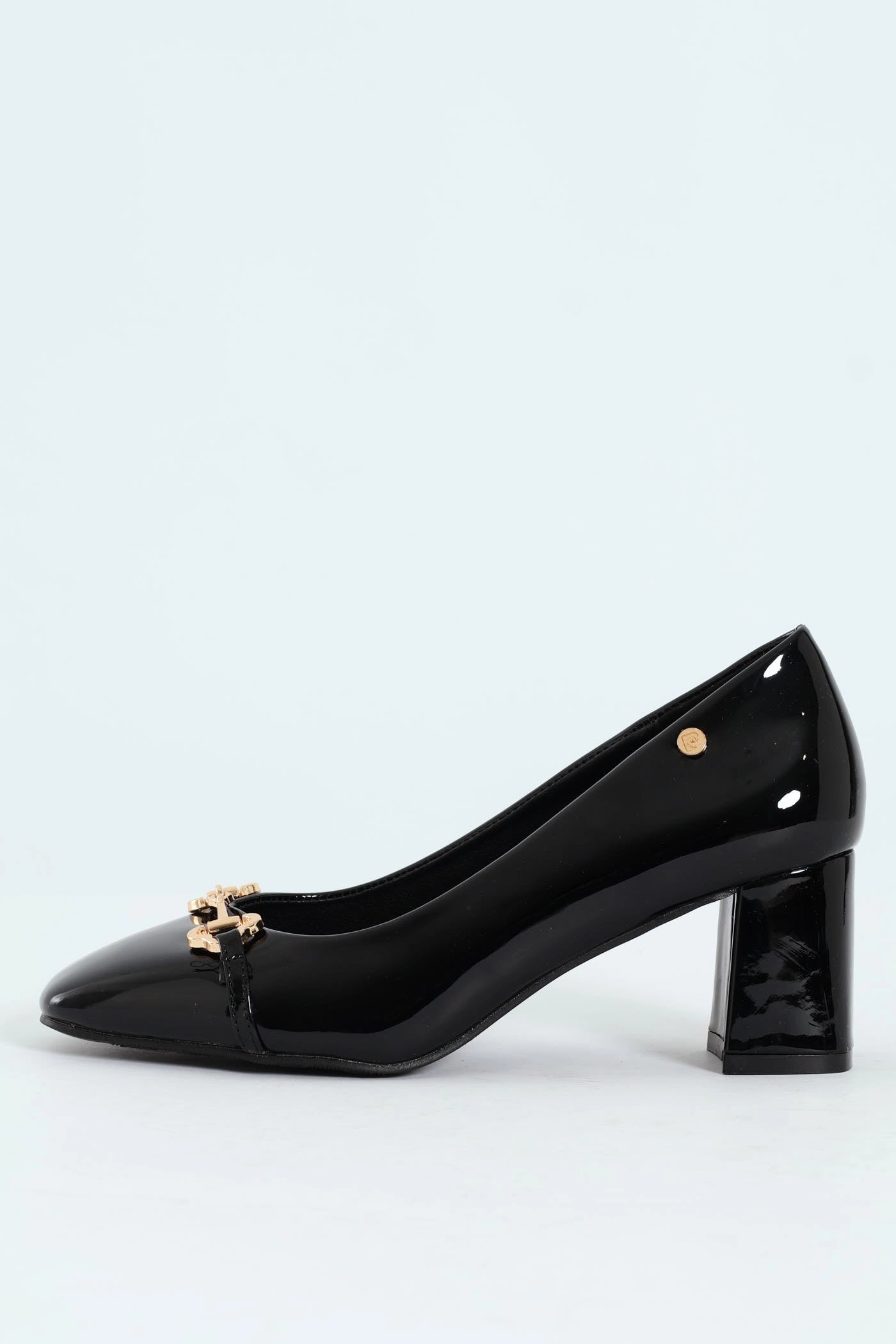Amy Horsebit Square Toe Kitten Block Court Heel - Black