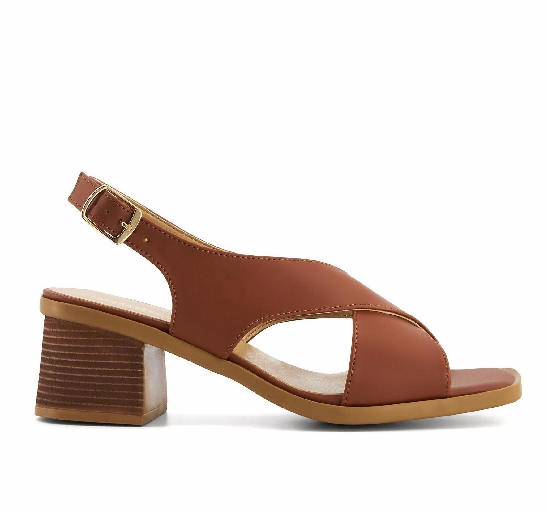 Andrea Medium Heel Crossed Straps Sandals