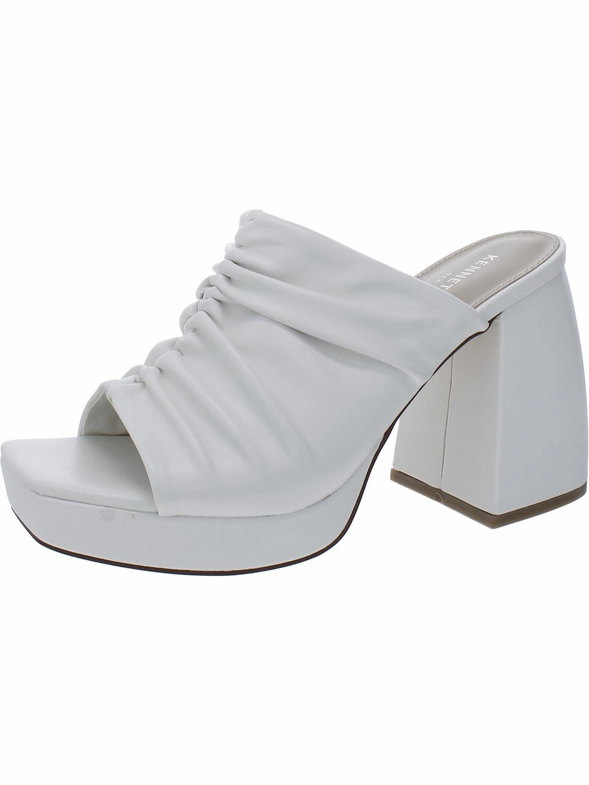 Anika Womens Faux Leather Peep-Toe Platform Sandals