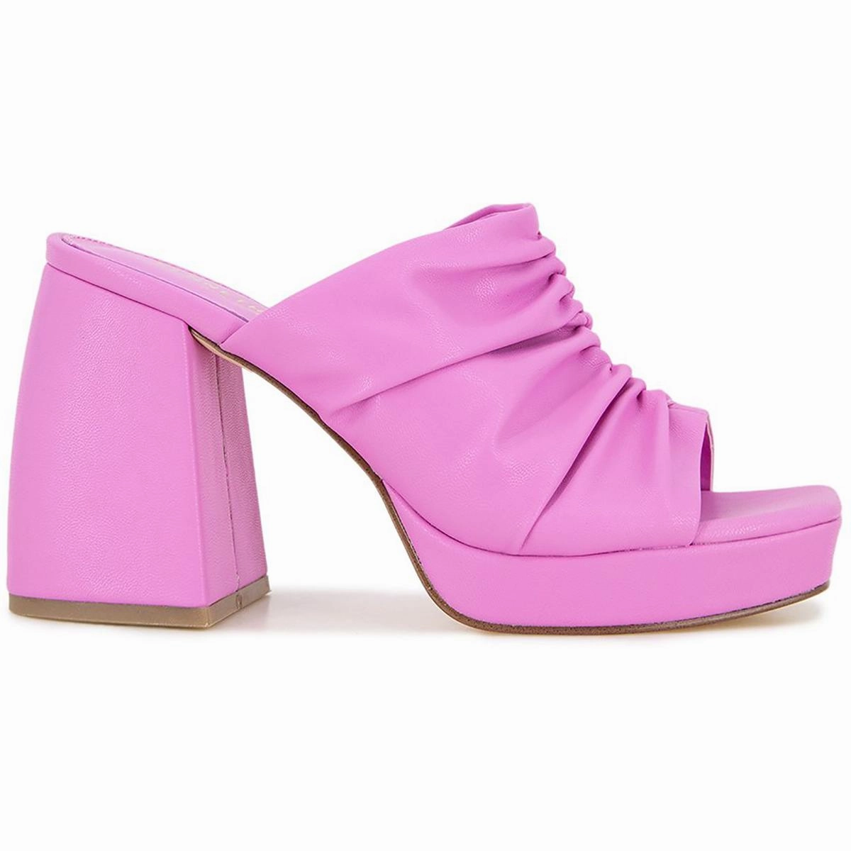Anika Womens Faux Leather Peep-Toe Platform Sandals
