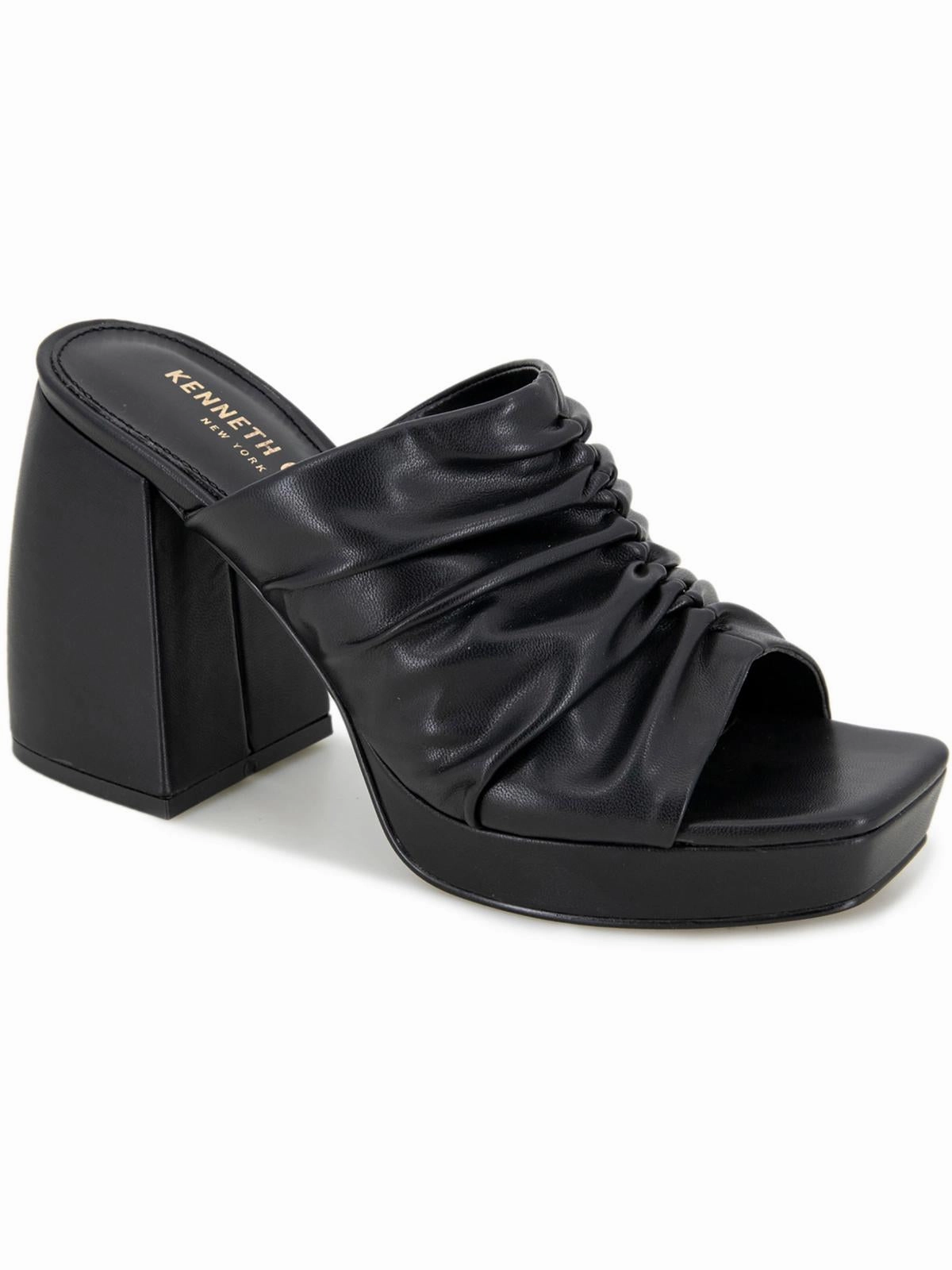 Anika Womens Faux Leather Peep-Toe Platform Sandals