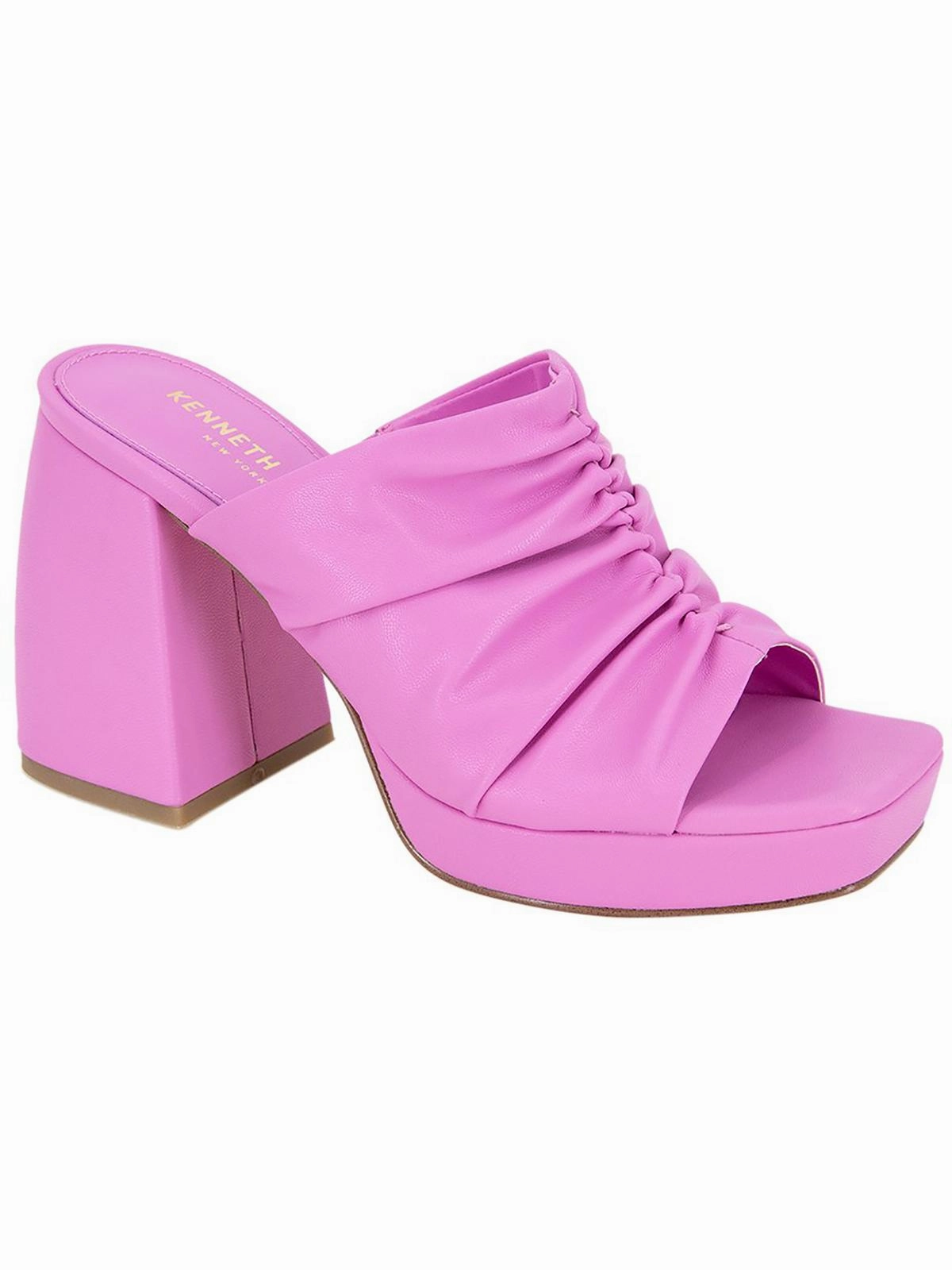Anika Womens Faux Leather Peep-Toe Platform Sandals