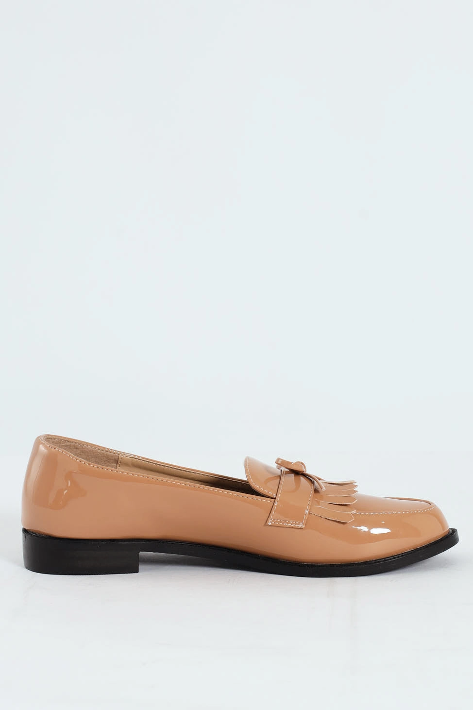 Apron Tassled Patent Loafer - Beige