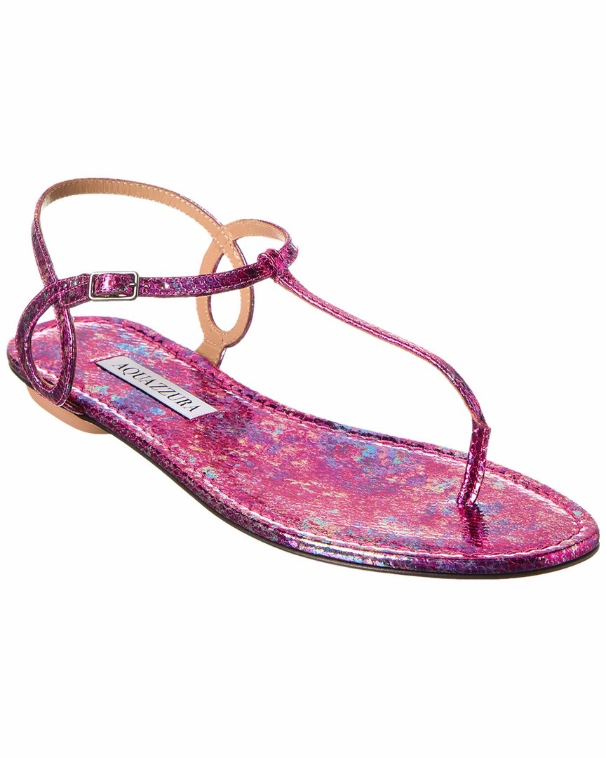Aquazzura Almost Bare Snake-Embossed Leather Sandal