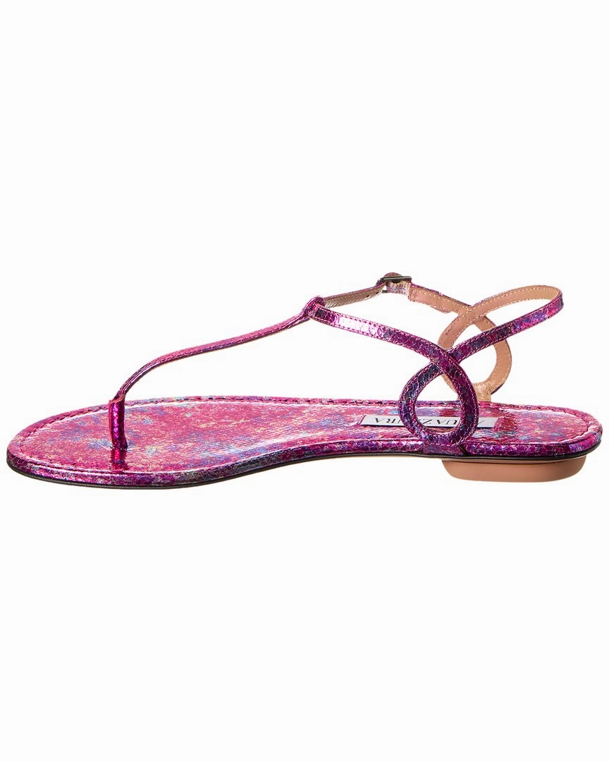Aquazzura Almost Bare Snake-Embossed Leather Sandal