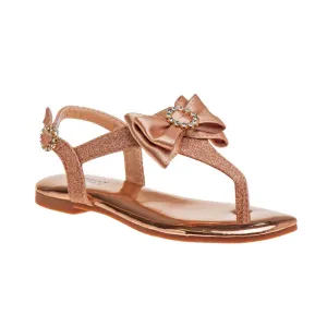 Badgley Mischka Dress Sandals Girls US 5 Rose Gold Glitter Ankle Strap ZPO58 (Pink,5)