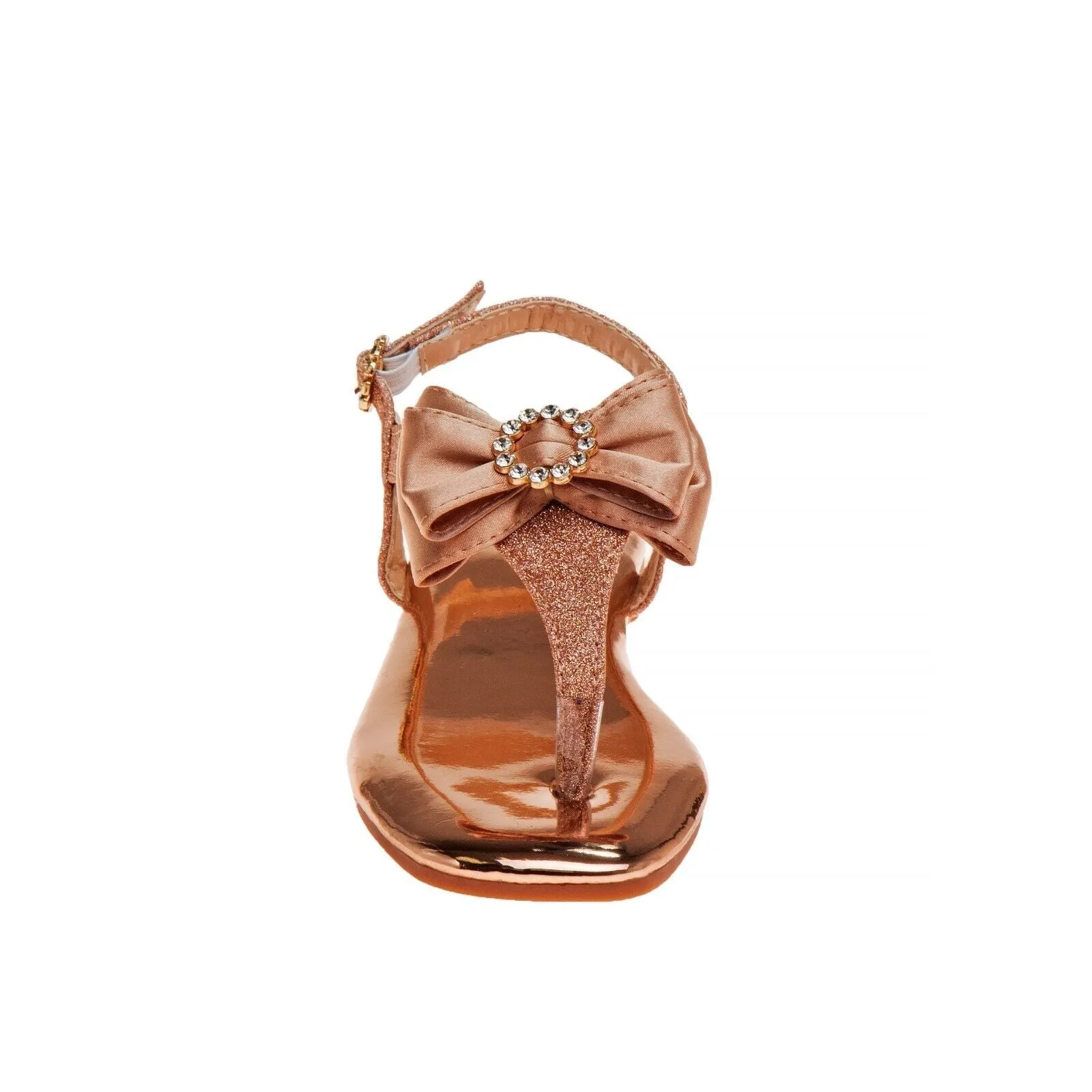 Badgley Mischka Dress Sandals Girls US 5 Rose Gold Glitter Ankle Strap ZPO58 (Pink,5)