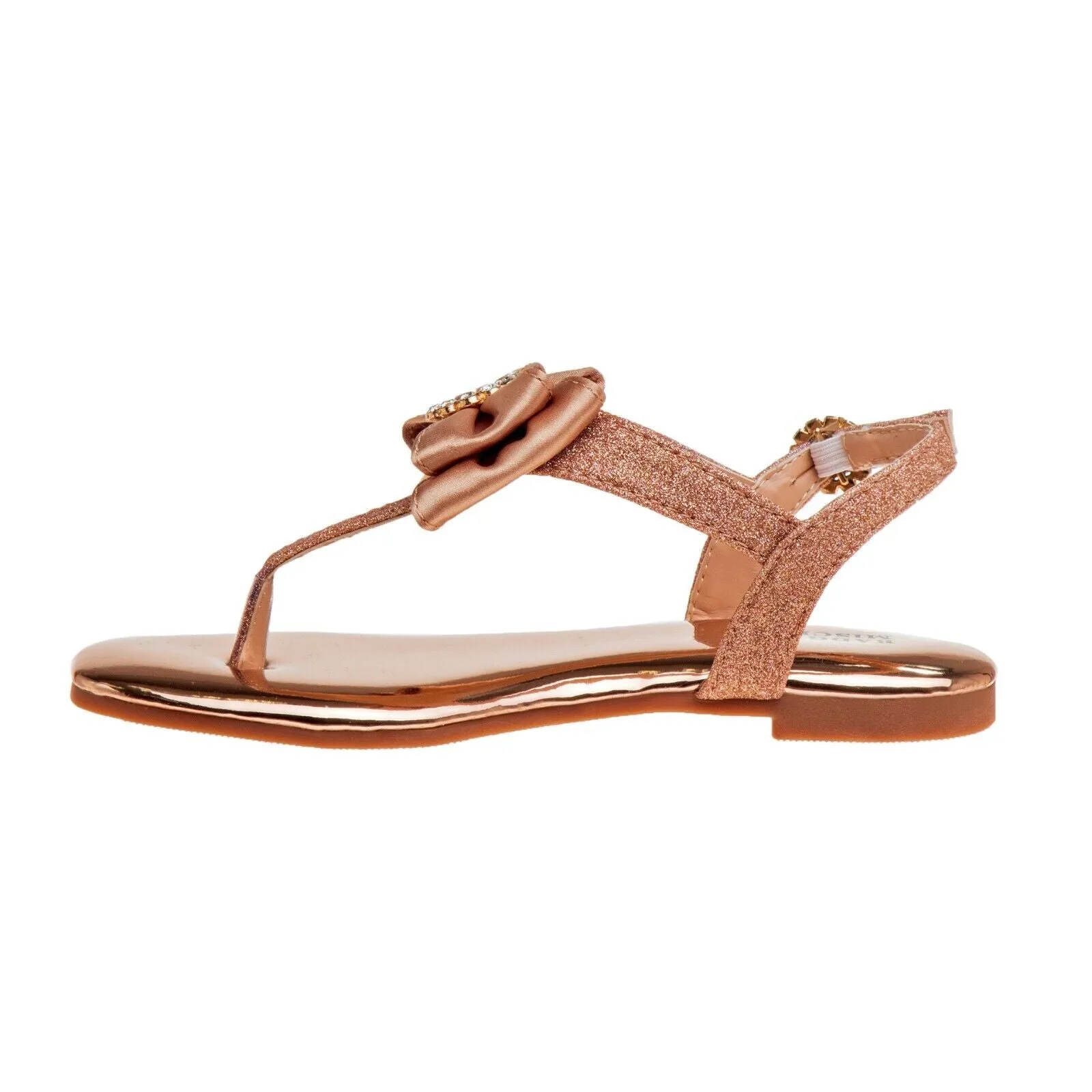 Badgley Mischka Dress Sandals Girls US 5 Rose Gold Glitter Ankle Strap ZPO58 (Pink,5)