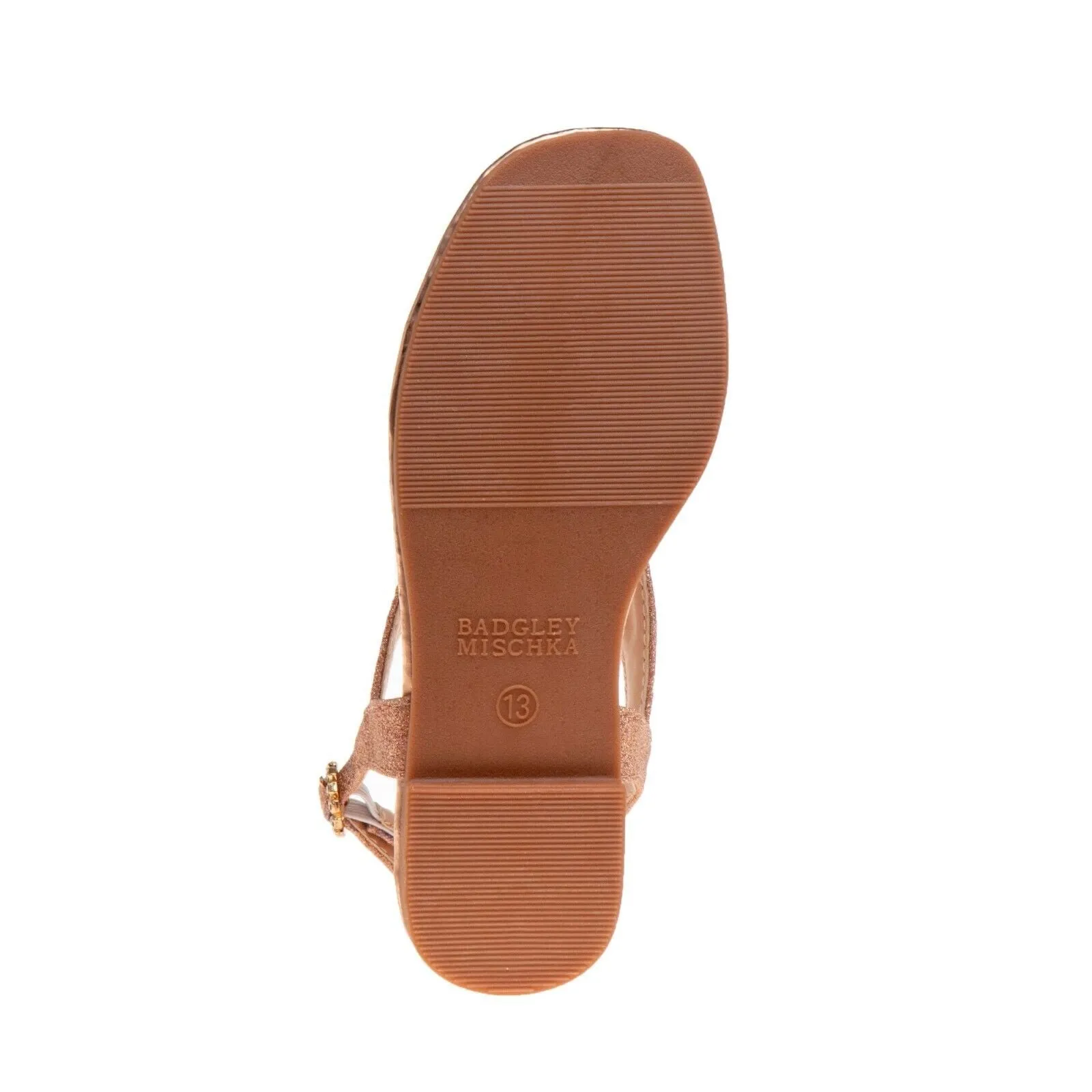 Badgley Mischka Dress Sandals Girls US 5 Rose Gold Glitter Ankle Strap ZPO58 (Pink,5)