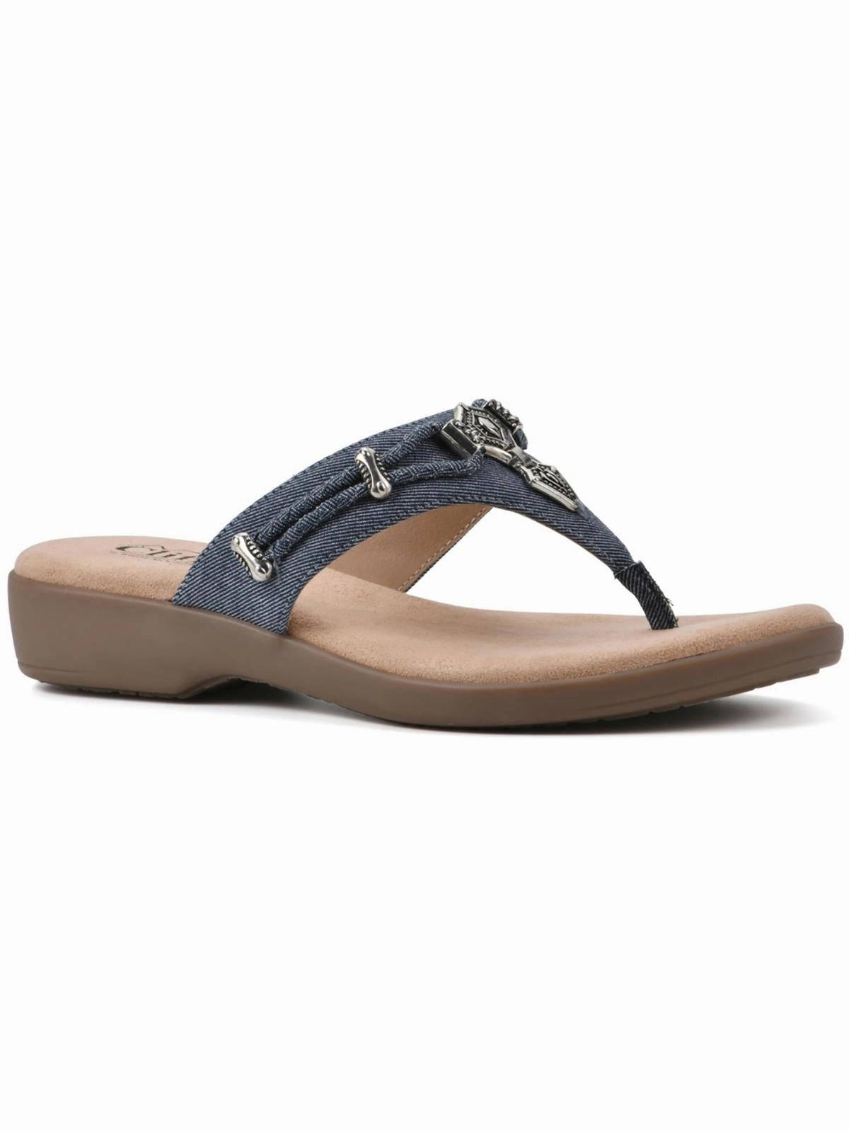 BAILEE Womens Faux Leather Slip On Thong Sandals