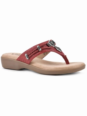 BAILEE Womens Faux Leather Slip On Thong Sandals