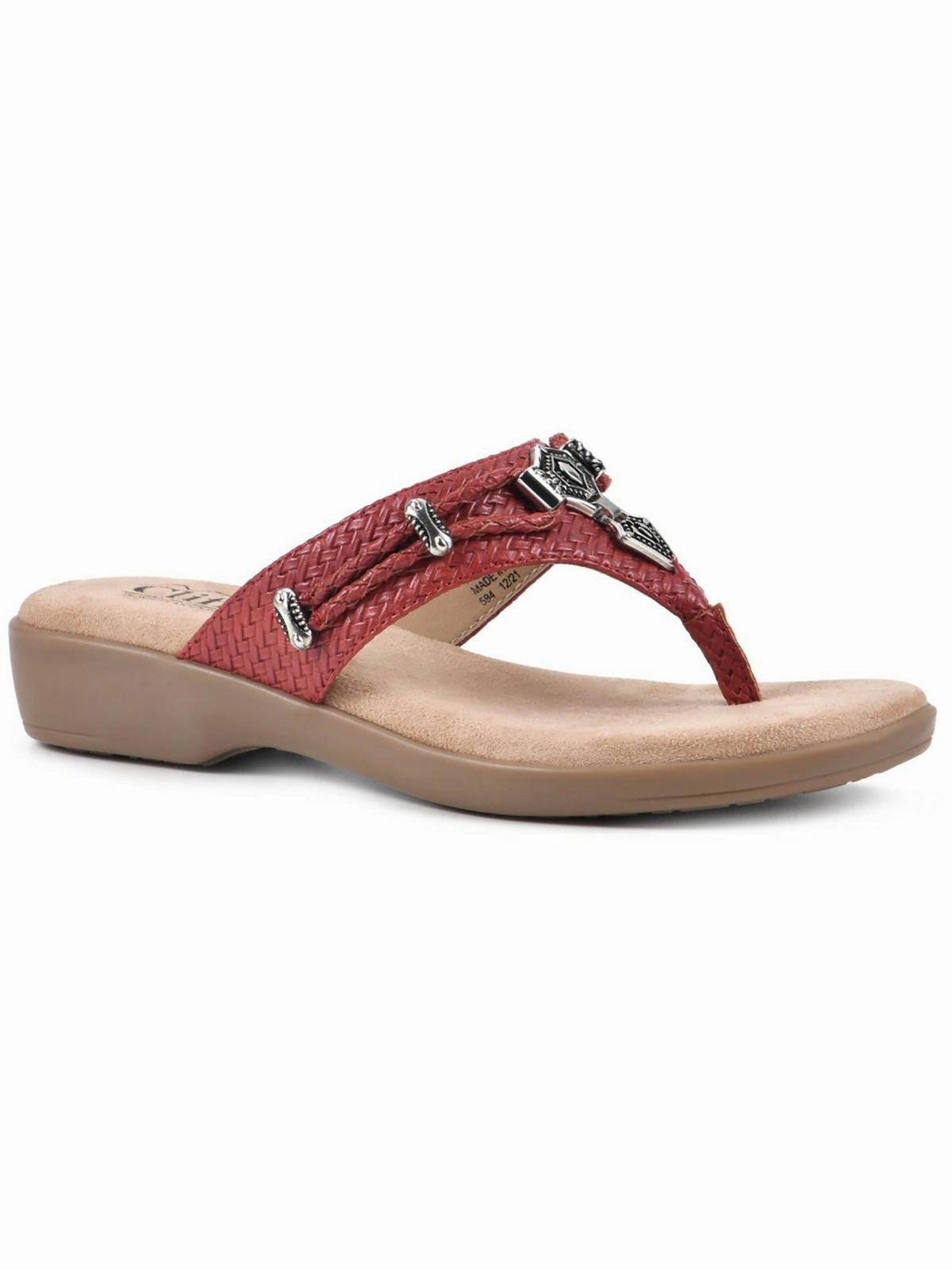 BAILEE Womens Faux Leather Slip On Thong Sandals