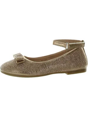 Ballerina Girls Rhinestone Ankle Strap Ballet Flats
