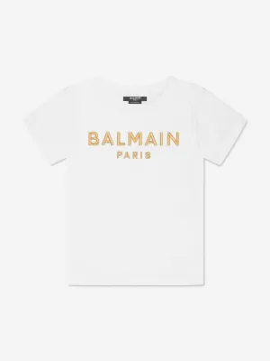 Balmain Girls Logo T-Shirt in White