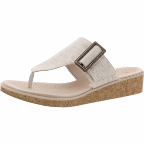 BAY Womens Buckle Canvas Wedge Sandals