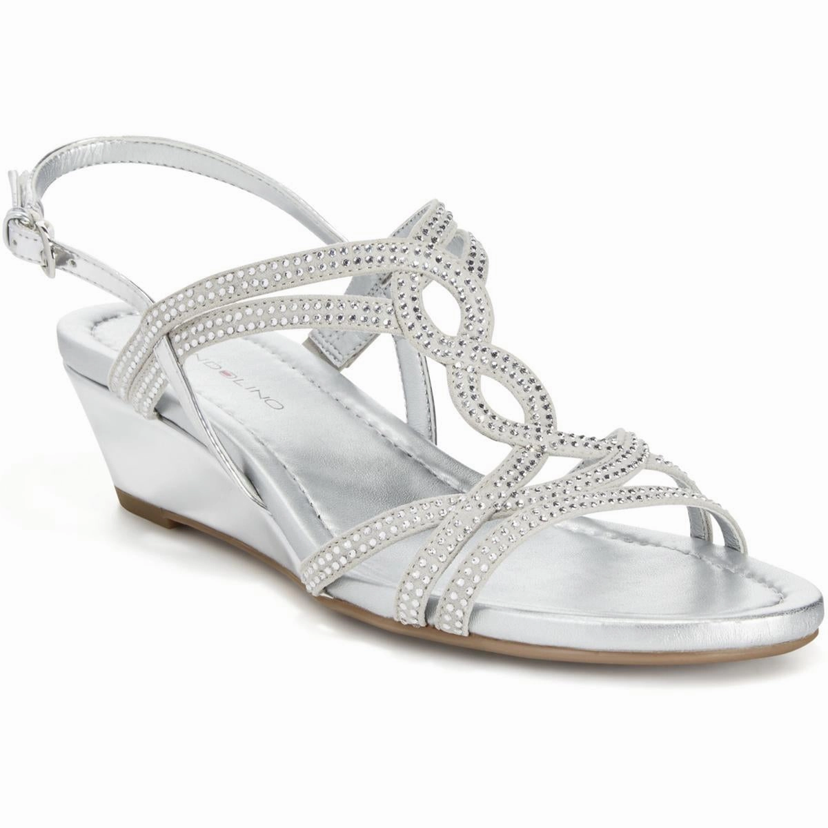 BDGILNORA Womens Rhinestone Manmade Wedge Sandals