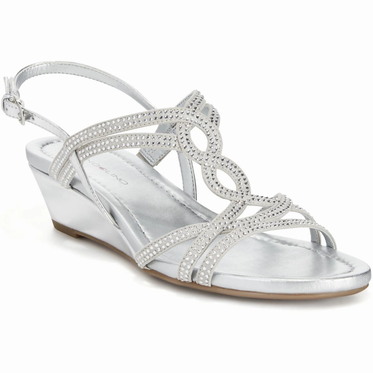 BDGILNORA Womens Rhinestone Manmade Wedge Sandals