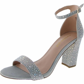 Beella Womens Denim Rhinestone Heels
