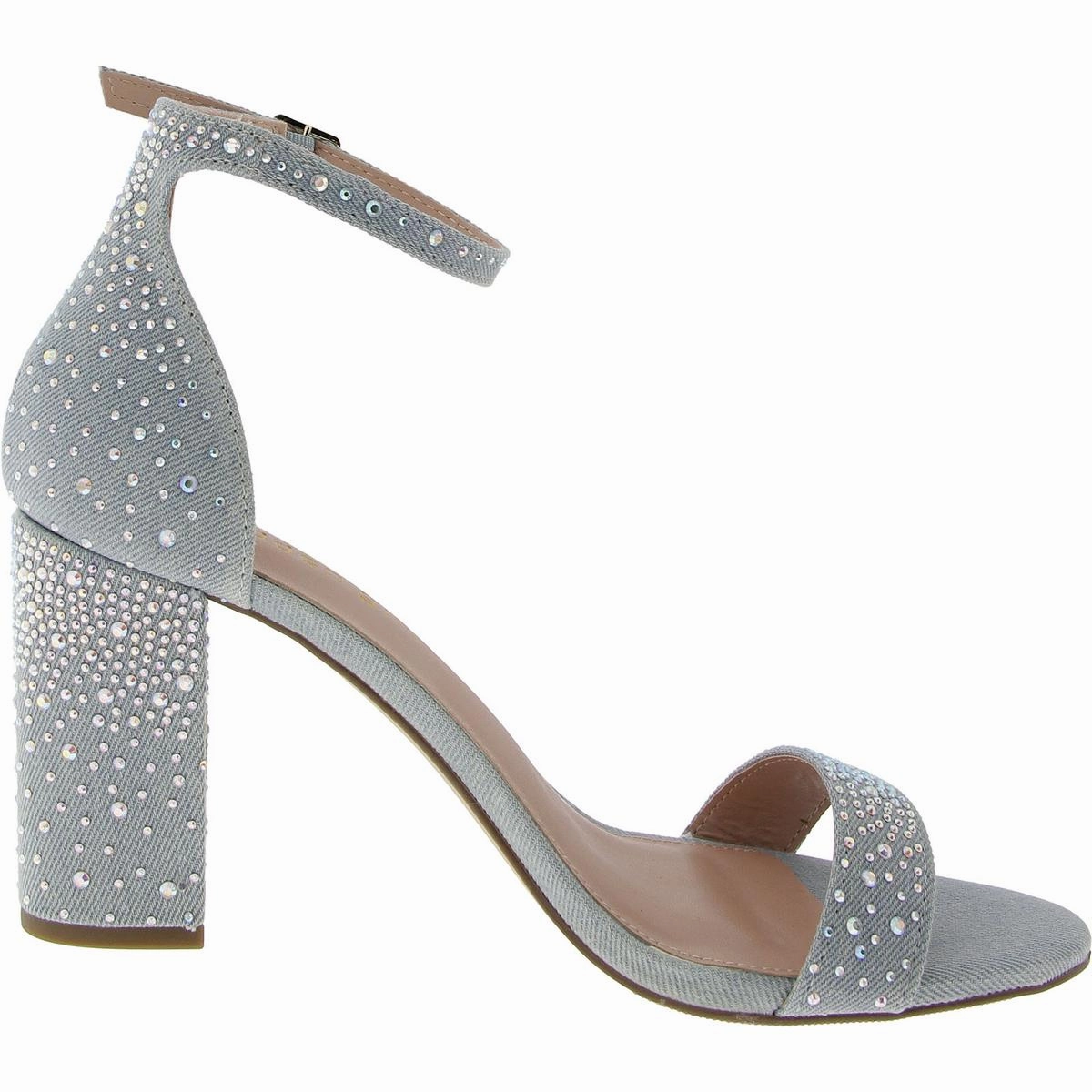 Beella Womens Denim Rhinestone Heels