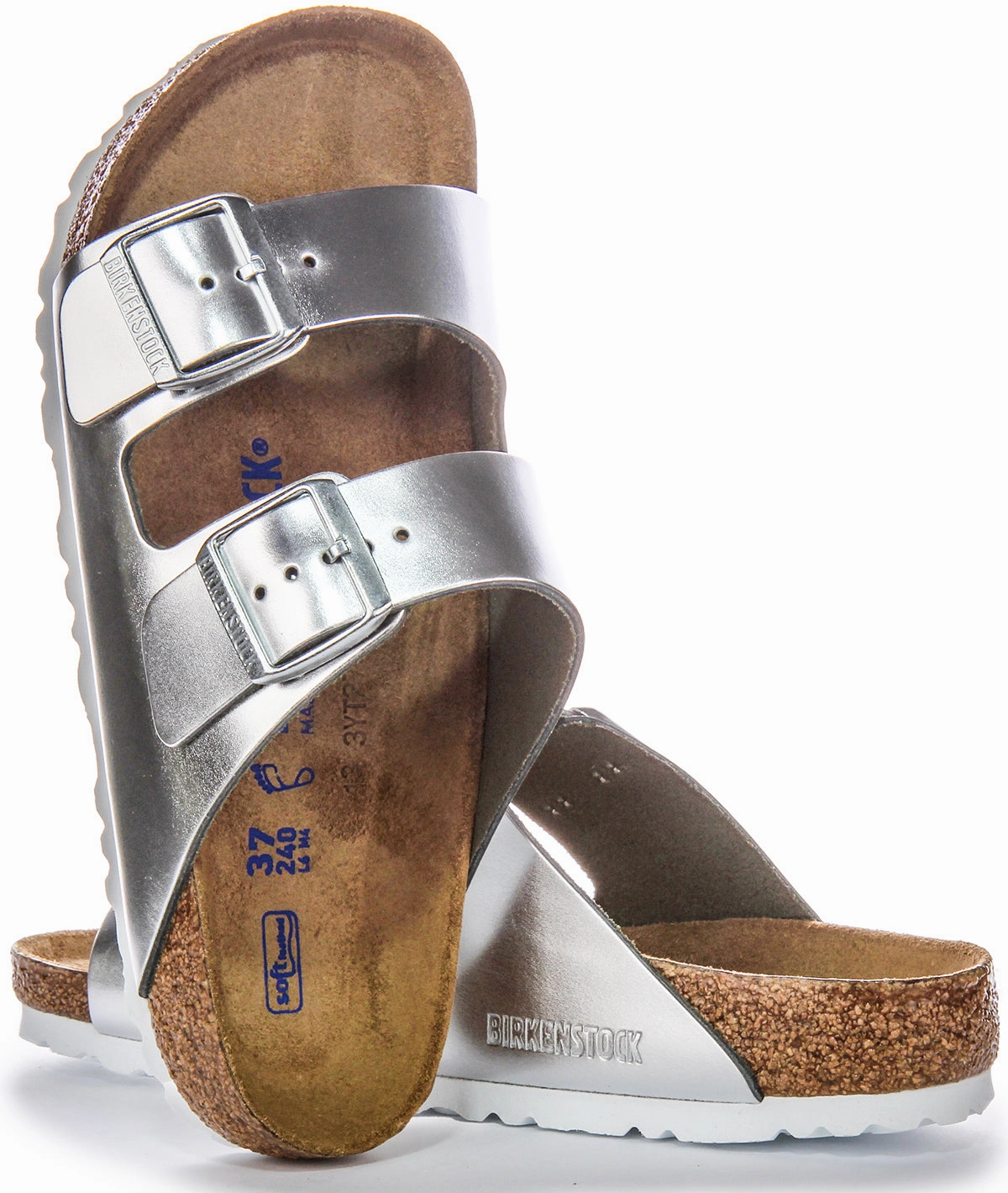 Birkenstock Arizona BS In Silver | Regular Fit Shoes Birkenstock