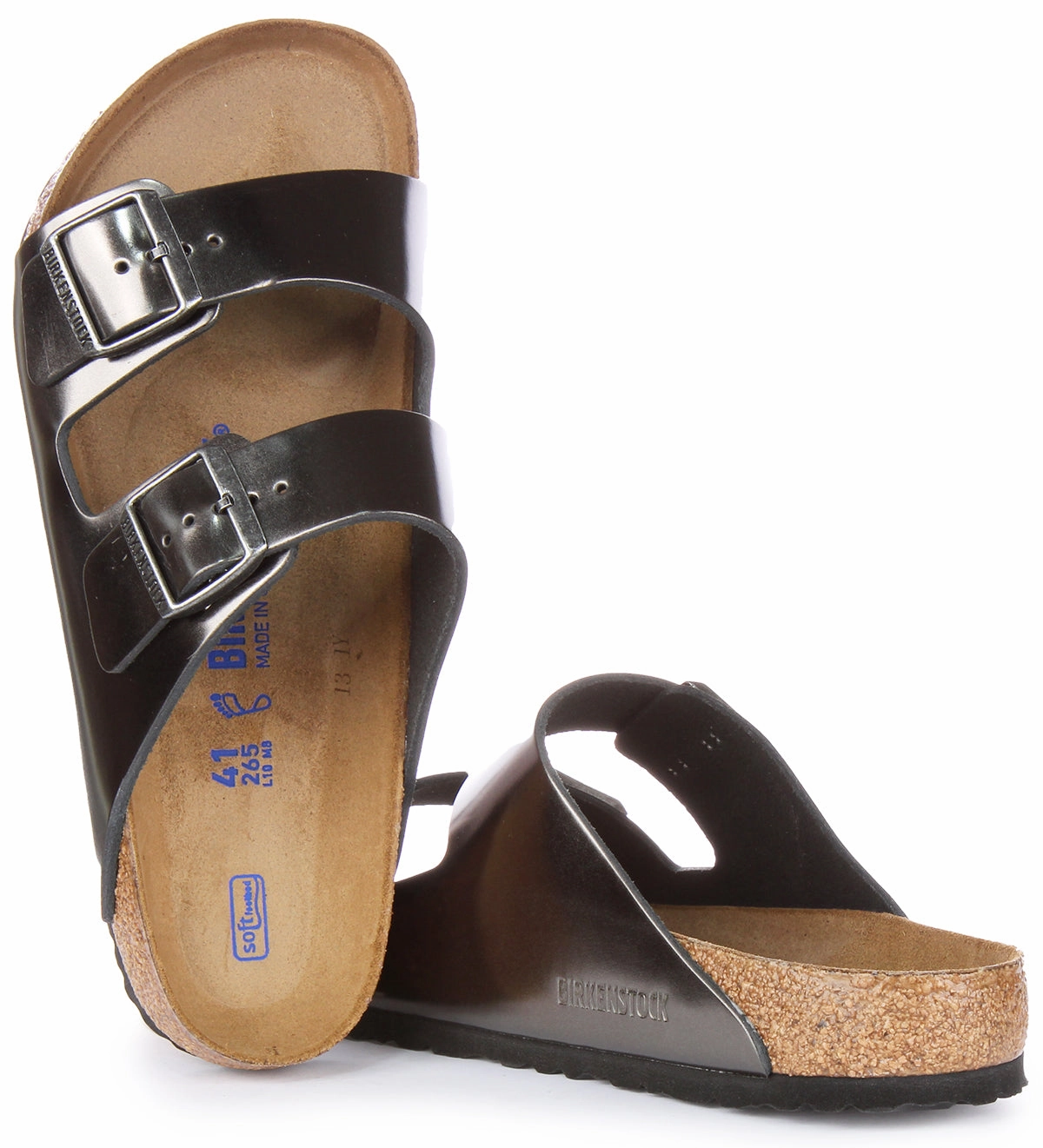 Birkenstock Arizona Natural Leather SFB In Antracite | Regular Fit Shoes Birkenstock