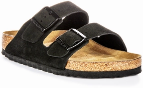 Birkenstock Arizona Soft Footbed In Black Suede | Regular Fit Shoes Birkenstock